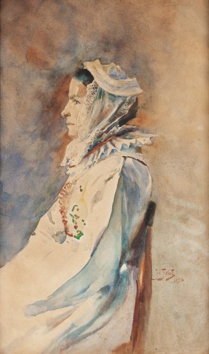 Julian Fałat (1853 Tuligłowy - 1929 Bystra), Ślązaczka w stroju ludowym, 1898