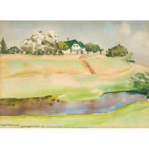 Rafał Malczewski (1892 Kraków - 1965 Montreal), Landschaft mit einem weißen Haus, 1944