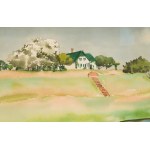 Rafał Malczewski (1892 Kraków - 1965 Montreal), Landschaft mit einem weißen Haus, 1944