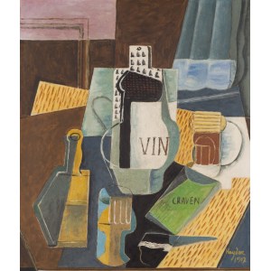 Henryk Hayden (1883 Warschau - 1970 Paris), Stillleben mit einer Flasche Wein (Nature Morte - Vin Et Craven), 1917