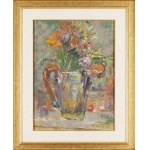 Jan Cybis (1897 Wróblin - 1972 Warsaw), Flowers in a tin jug, 1949