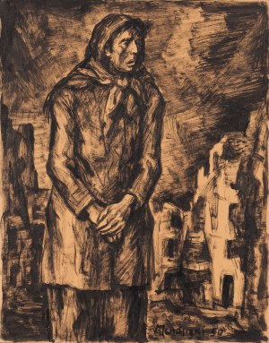 Maurycy (Maurice) Mędrzycki (Mendjizki) (1890 Łódź - 1951 St. Paul de Vance), Kobieta z warszawskiego getta, 1950