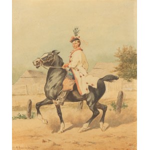 Kajetan Kosinski (1847 Luzhany, Bukovina - 1935 Lviv), Krakowiak on horseback