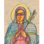 Nikifor Krynicki (1895 Krynica - 1968 Folusz), Mother of God (postcard), 1960s.