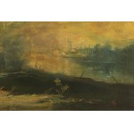 18th Century Venetian Painter, 18th Century Venetian Painter, River Landscape with Fishermen and Washers River Landscape with Ruins and Figures