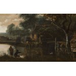 Haarlem master from the circle of Jacob van Ruisdael, Haarlem master from the circle of Jacob van Ruisdael, Trees and Huts on the Bank of the Canal