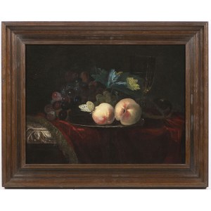 Willem van Aelst (1627-1683), Willem van Aelst (1627-1683) Attributed - Still Life with Peaches, Grapes and Butterfly