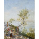 Peintre du XIXe siècle, paysage italien de la région d'Anacarpi