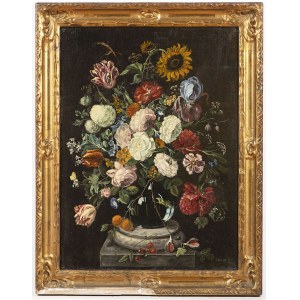 Italian painter 19th century,, Still life with flowers