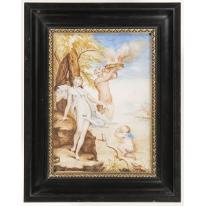 19th century painter, Venus, Cupid and Satyr, 19th century painter , Venus, Cupid and Satyr
