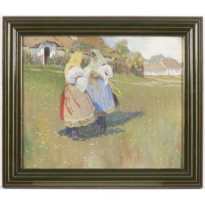 Czech or Slovak painter, 19th century, Girls in Traditional Clothes