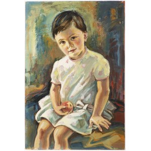 20th Century Painter, Portrait of a Child with an Apple in his Hand