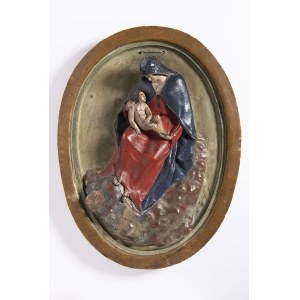 Maître italien du XVIIIe siècle, Marie à l'enfant, relief en terre cuite
