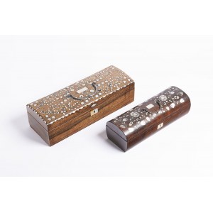 German 19th century, Two Pearl Inlaid boxes