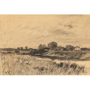 Roman Kochanowski (1857-1945), Ländliche Landschaft mit Fluss