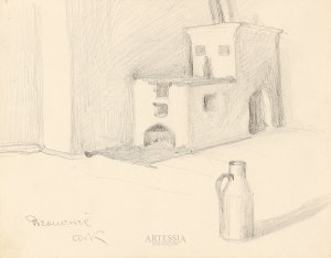 Alfons Karpiński (1875-1961), Studium wnętrza z piecem i kanką, 1904