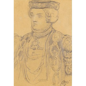 Jan Matejko (1838-1893), Skizze einer Figur im Renaissancekostüm - Frau