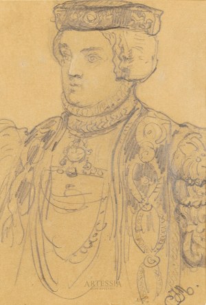 Jan Matejko (1838-1893), Szkic postaci w stroju renesansowym - kobieta