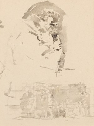 Jacek Malczewski (1854-1929), Szkice tulącej pieska i grupy postaci