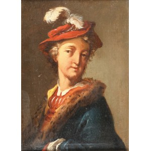 Umělec neznámý, 18. století, Portrét mladého muže v klobouku s pery