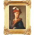 Umělec neznámý, 18. století, Portrét mladého muže v klobouku s pery