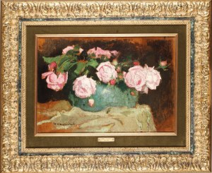 Alfons Karpiński (1875-1961), Róże w zielonym wazonie, 1928