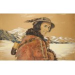 Aleksander Dobrowolski (1888-1950), Góral z kozą na tle gór, 1 poł. XX w.