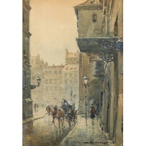 Wladyslaw Chmielinski (1911-1979), The Old Town in Warsaw and the horse-drawn carriage