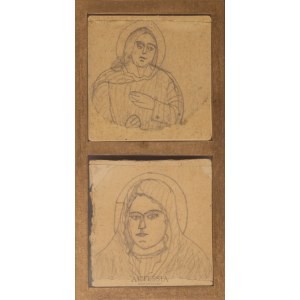 Nikifor Krynicki (1895-1968), Two drawings with depictions of saints
