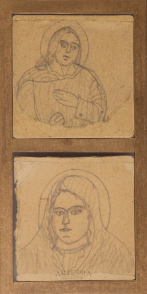 Nikifor Krynicki (1895-1968), Dwa rysunki z przedstawieniami świętych