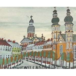 Nikifor Krynicki (1895-1968), Ansicht von Krakau mit zwei Kirchen