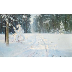 Wawrzyniec Chorembalski (1888-1965), Pejzaż zimowy z drogą, 1958