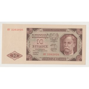 10 złotych 1948 seria AY ładna numeracja