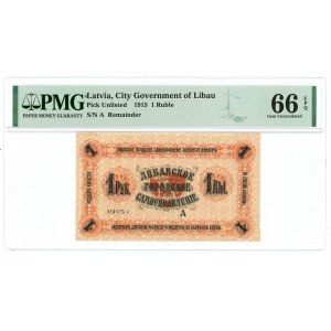 Latvia Libava 1 Rubel 1915 PMG 66EPQ Gem UNC