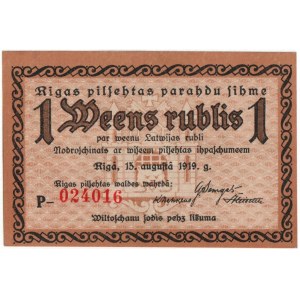 Latvia Riga 1 Rouble 1919