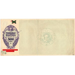 Latvia Riga Promissory Note 500 Latu 1938 (ND) Blank