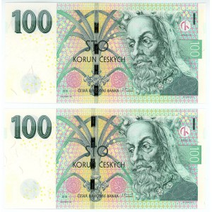 Czech Republic 2 x 100 Korun 2018 Consecutive pair