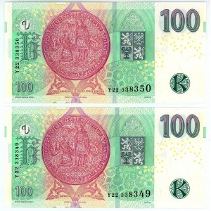 Czech Republic 2 x 100 Korun 2018 Consecutive pair