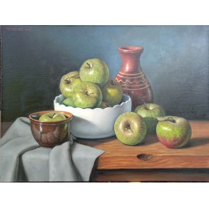 Wojciech Piekarski, Still life with green apples, 2023