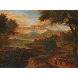 Unknown painter, Ideal river landscape, German/Dutch School