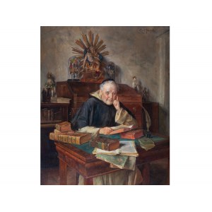 Ernst Nowak, Troppau 1851 - 1919 Vienna, Monk studying