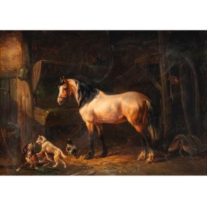 German/English painter, 19th century, In the stable