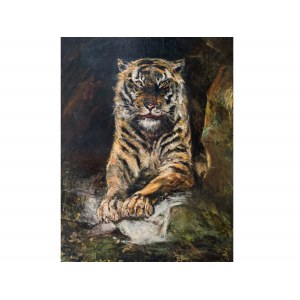 Masterly painting, End of 19th century, Portrait of a tiger