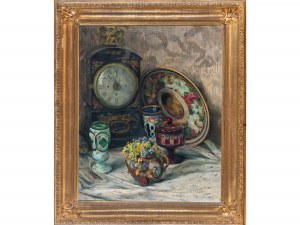 Rudolf Jelinek, Brno 1880 - 1945 Želešice, Still Life with Clock