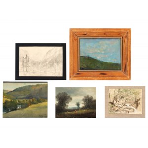 Mixed lot of 5 pieces, Small-format landscape depictions