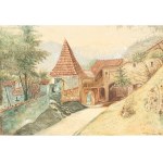 Mixed lot: copper engraving & watercolour