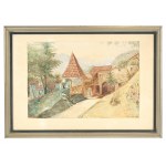Mixed lot: copper engraving & watercolour