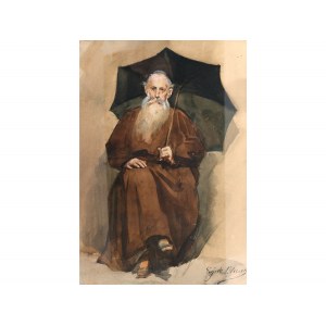 Eugene von Blaas, Albano Laziale 1843 - 1932 Venice, Monk with umbrella