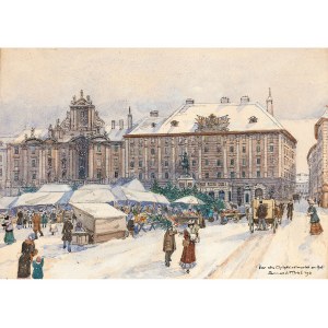 Emmerich Kirall, Moravian Schönberg 1875 - 1939 Vienna, Christmas market at the farm