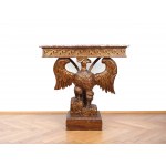 Top console table in the style of the Russian Empire, Wood carved and bronzed, Marble slab